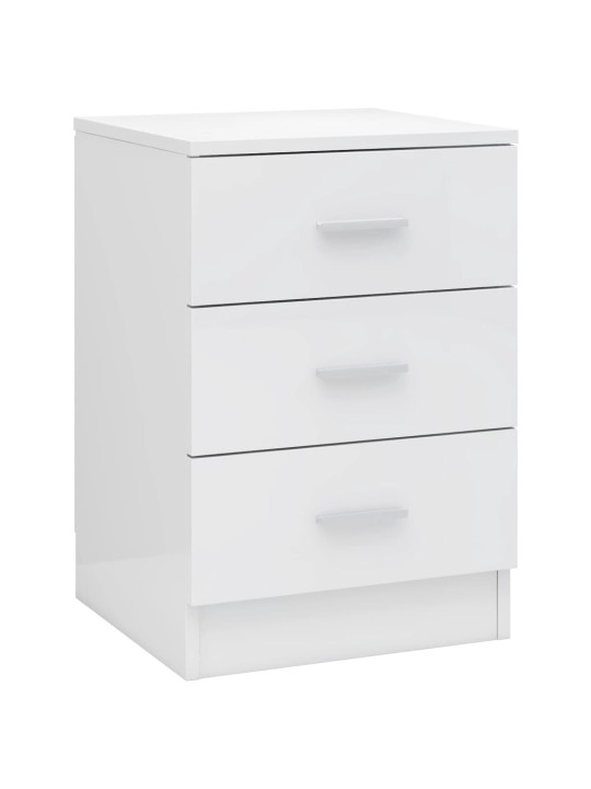 Noční stolek bílý s vysokým leskem 38 x 35 x 56 cm dřevotříska