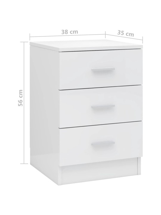 Noční stolek bílý s vysokým leskem 38 x 35 x 56 cm dřevotříska
