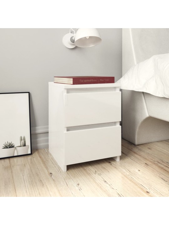 Noční stolek bílý s vysokým leskem 30x30x40 cm kompozitní dřevo