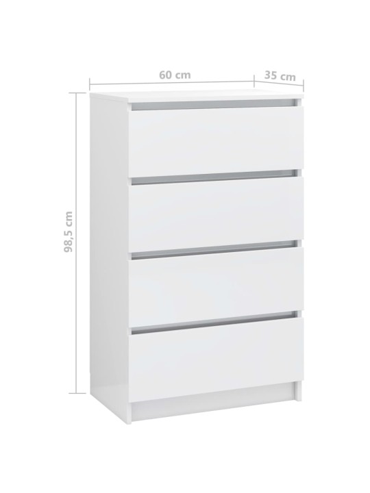 Příborník bílý s vysokým leskem 60x35x98,5 cm kompozitní dřevo