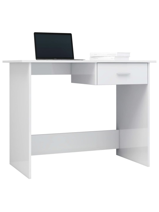 Psací stůl bílý s vysokým leskem 100x50x76 cm kompozitní dřevo