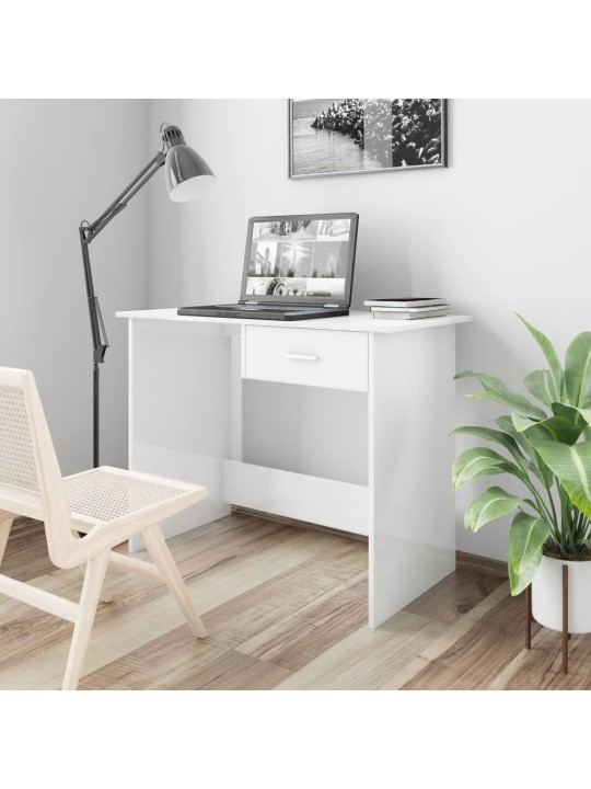 Psací stůl bílý s vysokým leskem 100x50x76 cm kompozitní dřevo