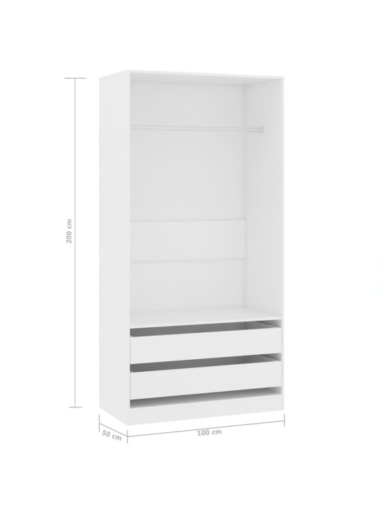 Šatní skříň bílá 100 x 50 x 200 cm kompozitní dřevo