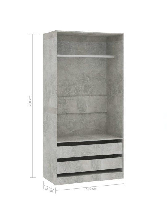 Šatní skříň betonově šedá 100 x 50 x 200 cm dřevotříska