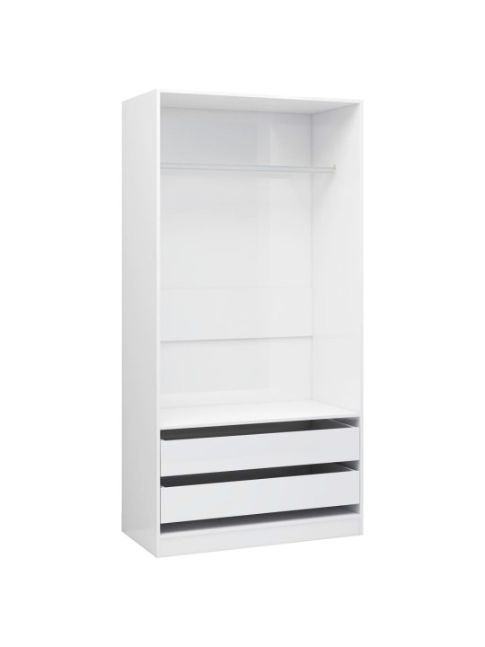 Šatní skříň bílá vysoký lesk 100 x 50 x 200 cm kompozitní dřevo