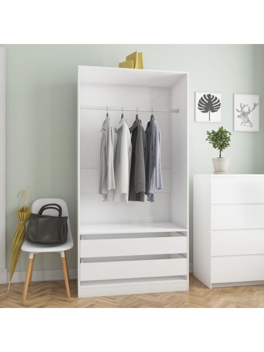 Šatní skříň bílá vysoký lesk 100 x 50 x 200 cm kompozitní dřevo