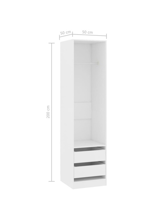 Šatní skříň se zásuvkami bílá 50 x 50 x 200 cm kompozitní dřevo