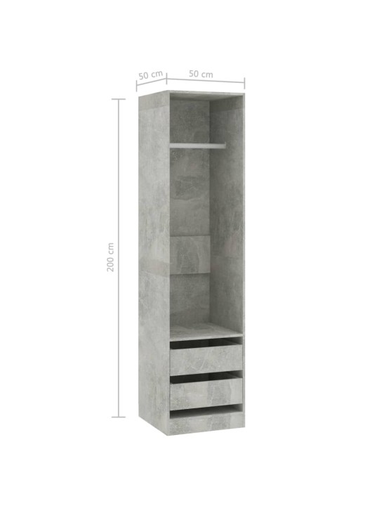 Šatní skříň se zásuvkami betonově šedá 50x50x200 cm kompozit