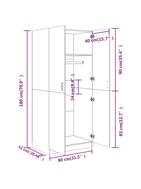 Šatní skříň betonově šedá 80 x 52 x 180 cm kompozitní dřevo