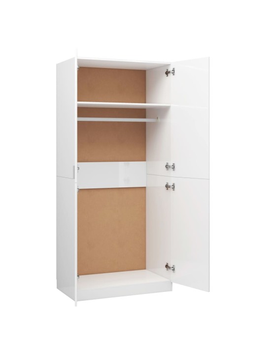 Šatní skříň bílá s vysokým leskem 80x52x180 cm kompozitní dřevo