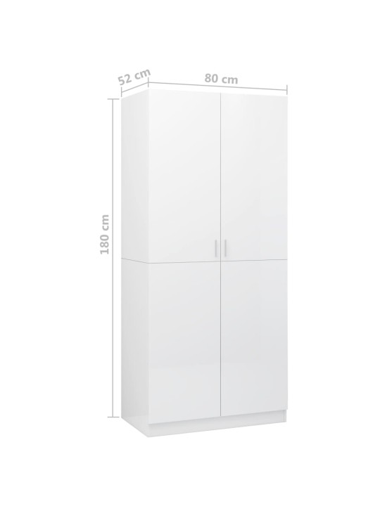 Šatní skříň bílá s vysokým leskem 80x52x180 cm kompozitní dřevo