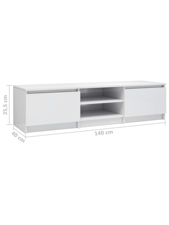 TV stolek bílý s vysokým leskem 140x40x35,5 cm kompozitní dřevo