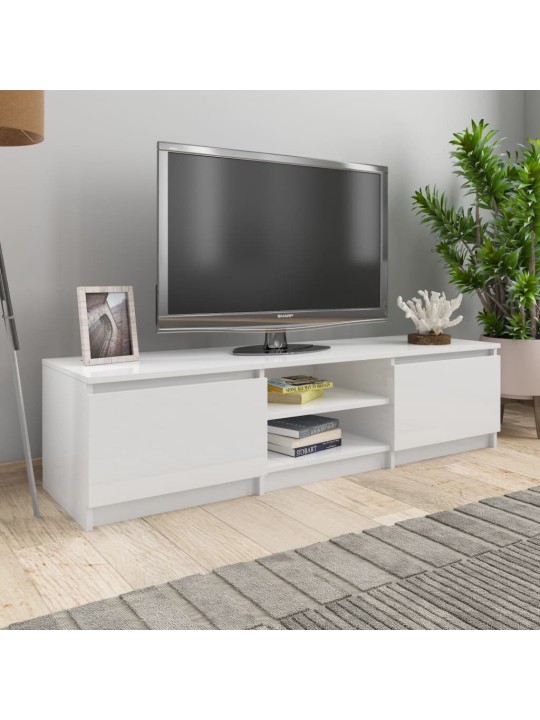 TV stolek bílý s vysokým leskem 140x40x35,5 cm kompozitní dřevo