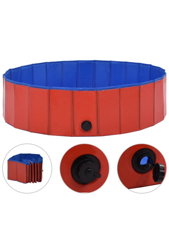 Skládací bazén pro psy červený 120 x 30 cm PVC