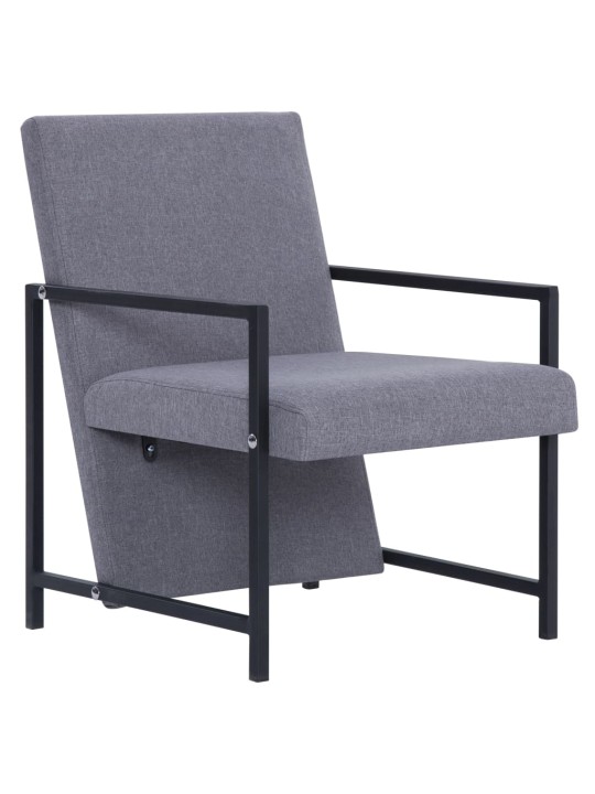 Křeslo s chromovanými nohami světle šedé textil