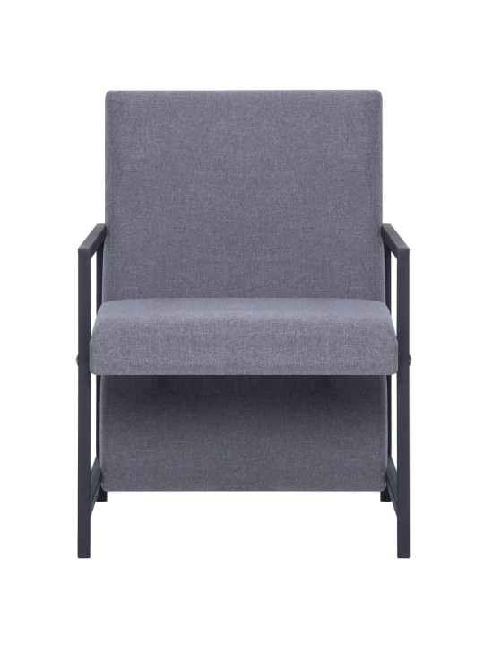 Křeslo s chromovanými nohami světle šedé textil
