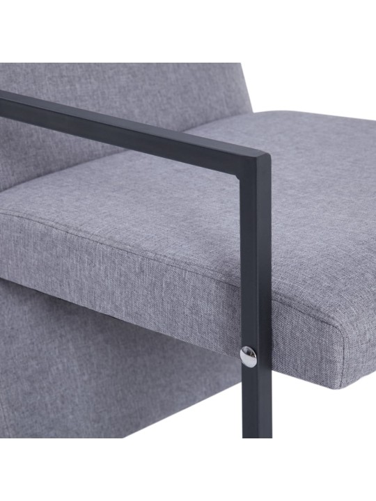 Křeslo s chromovanými nohami světle šedé textil