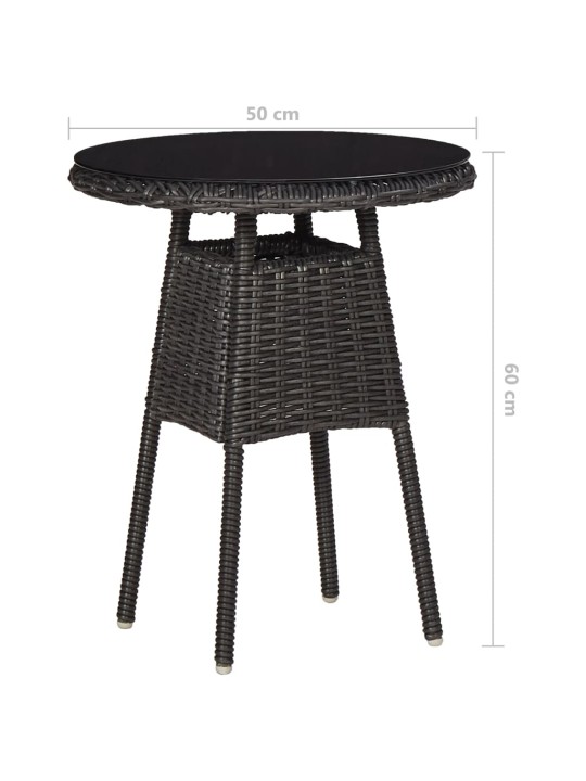 3dílný bistro set s poduškami polyratan černý