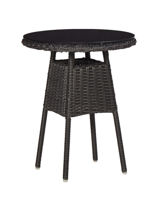 3dílný bistro set s poduškami polyratan černý