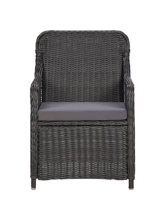 3dílný bistro set s poduškami polyratan černý