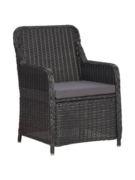 3dílný bistro set s poduškami polyratan černý