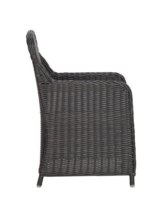 3dílný bistro set s poduškami polyratan černý