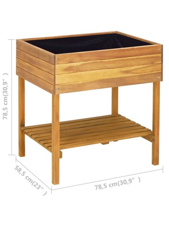 Vyvýšený zahradní truhlík 78,5 x 58,5 x 78,5 cm masivní akácie