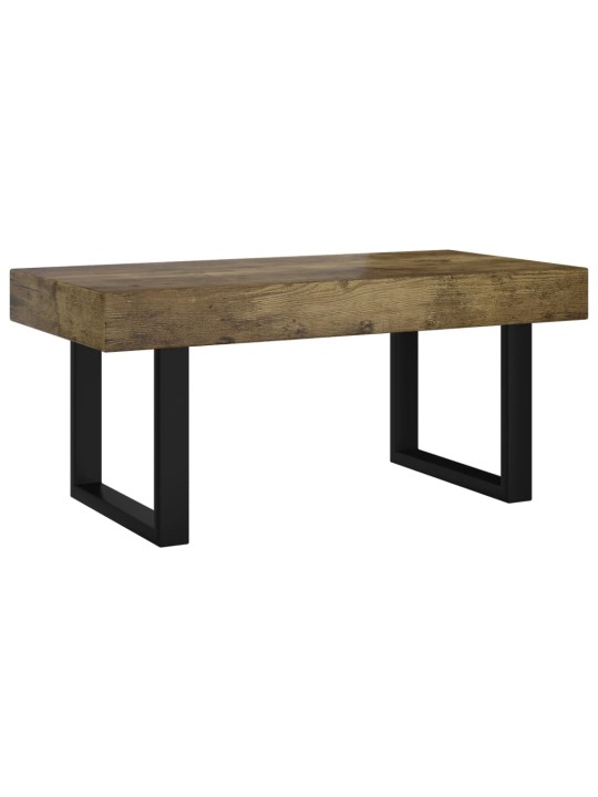 Konferenční stolek tmavě hnědý a černý 90x45x40 cm MDF a železo