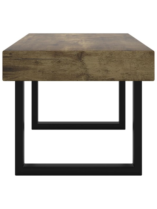 Konferenční stolek tmavě hnědý a černý 90x45x40 cm MDF a železo