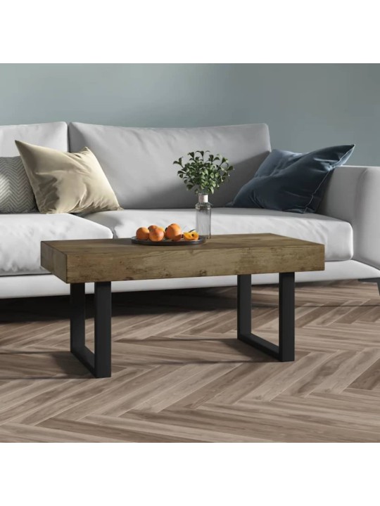 Konferenční stolek tmavě hnědý a černý 90x45x40 cm MDF a železo