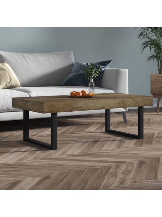 Konferenční stolek tmavě hnědý a černý 120x60x40 cm MDF železo