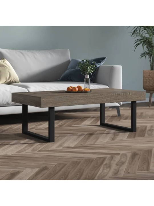 Konferenční stolek šedý a černý 120 x 60 x 40 cm MDF a železo