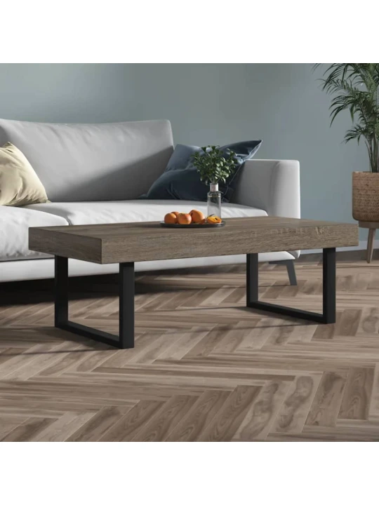 Konferenční stolek šedý a černý 120 x 60 x 40 cm MDF a železo