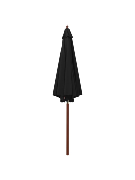 Slunečník s dřevěnou tyčí 300 x 258 cm černý