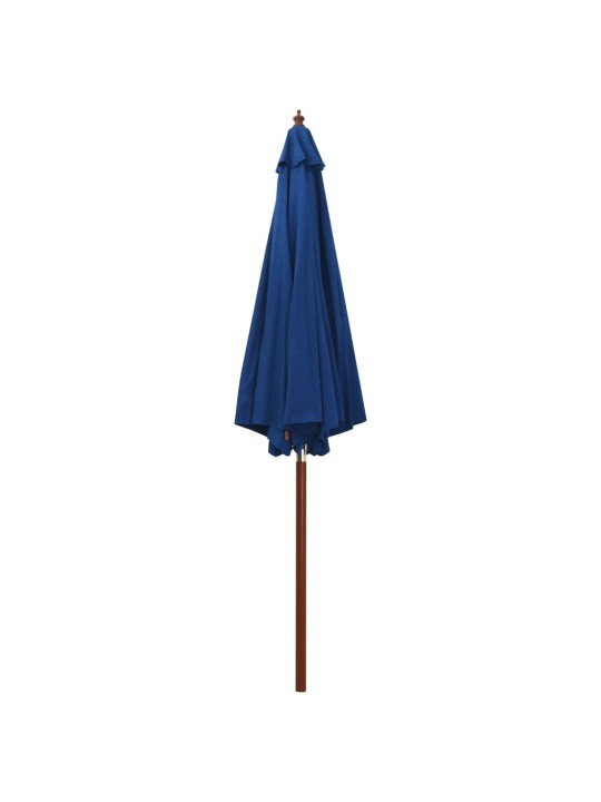 Slunečník s dřevěnou tyčí 300 x 258 cm modrý
