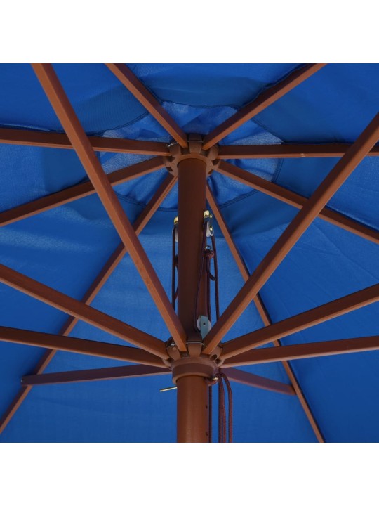 Zahradní slunečník s dřevěnou tyčí 350 cm modrý