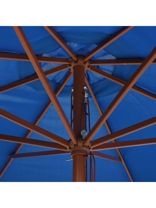 Zahradní slunečník s dřevěnou tyčí 350 cm modrý