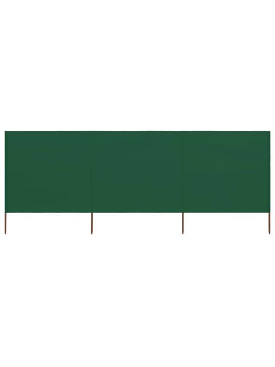 3dílná zástěna proti větru textil 400 x 80 cm zelená