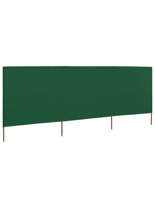 3dílná zástěna proti větru textil 400 x 80 cm zelená