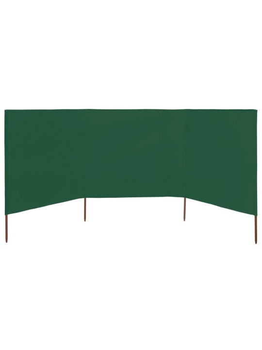 3dílná zástěna proti větru textil 400 x 80 cm zelená
