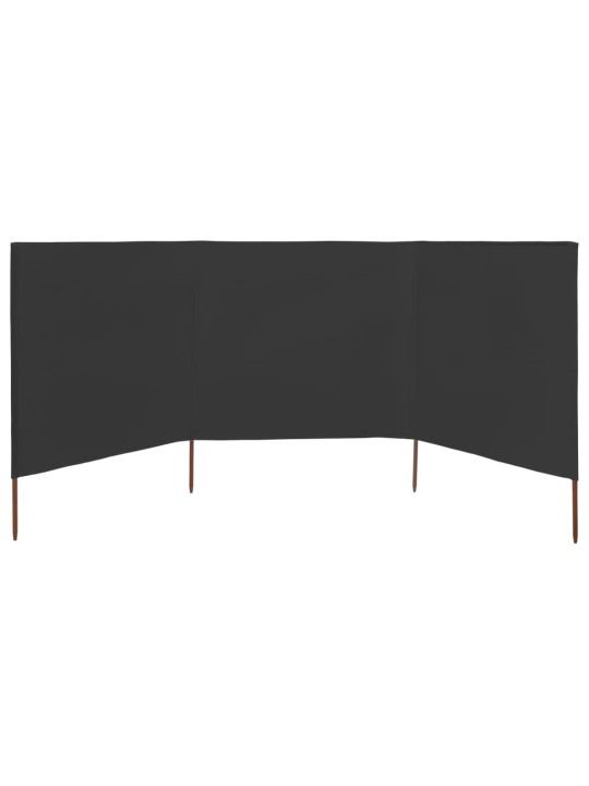 3dílná zástěna proti větru textil 400 x 80 cm antracitová