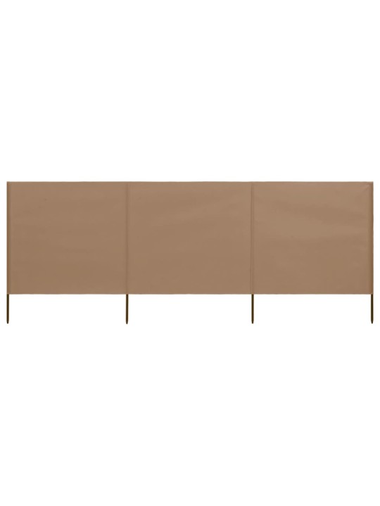 3dílná zástěna proti větru textil 400 x 80 cm taupe