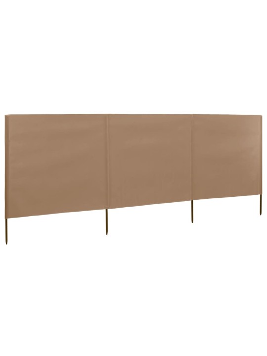 3dílná zástěna proti větru textil 400 x 80 cm taupe