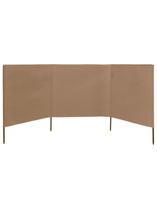 3dílná zástěna proti větru textil 400 x 80 cm taupe