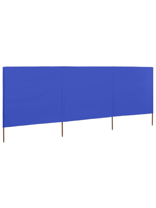 3dílná zástěna proti větru textil 400 x 80 cm azurově modrá