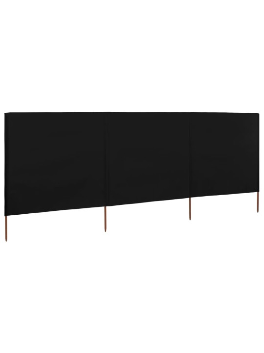 3dílná zástěna proti větru látková 400 x 120 cm černá