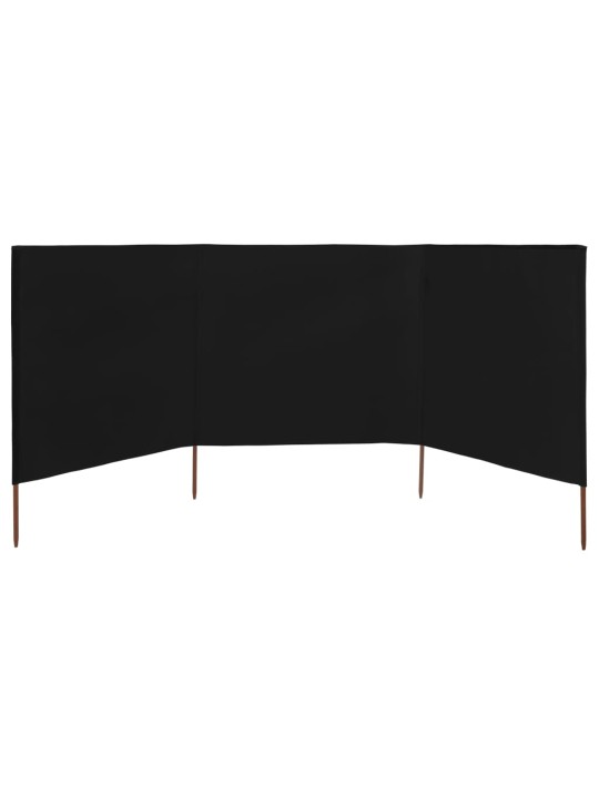 3dílná zástěna proti větru látková 400 x 120 cm černá