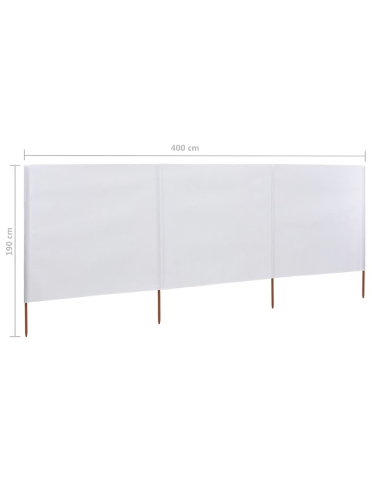3dílná zástěna proti větru látková 400 x 160 cm pískově bílá