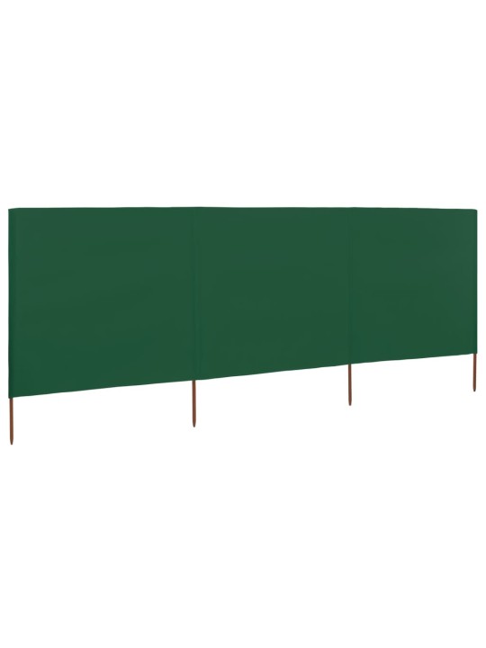 3dílná zástěna proti větru látková 400 x 160 cm zelená