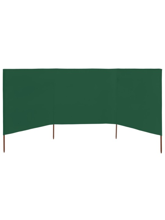 3dílná zástěna proti větru látková 400 x 160 cm zelená
